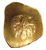 Aspron Trachy - Alexios III Angelos Constantinopolis; IC-XC alone obverse lettering reverse image