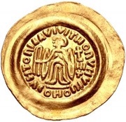 1 Tremissis In the name of Maurice Tiberius; Victory with full face; with N in field, Lombard Kingdom, 582-690 reverse image