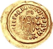 1 Tremissis In the name of Maurice Tiberius; Victory with full face; without N in field, Lombard Kingdom, 582-690 reverse image