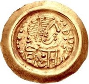 1 Tremissis In the name of Maurice Tiberius; Victory with crude face and draped hair; stubby tassels obverse image
