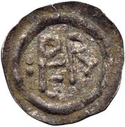 ½ Siliqua - Perctarit Posthumous; thin monogram with two dots obverse image