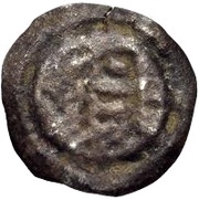 ½ Siliqua - Perctarit Posthumous; thin monogram with two dots, Lombard Kingdom, 700-725 reverse image
