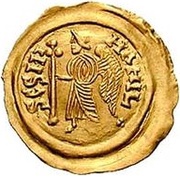 1 Tremissis - Cunincpert With hand in field, Lombard Kingdom, 688-700 reverse image