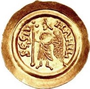 1 Tremissis - Aripert II With letter in field, Lombard Kingdom, 701-712 reverse image