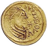 1 Tremissis In the name of Justinian I; Pannonia obverse image