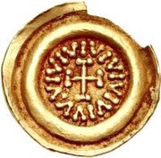 1 Tremissis With R above, Lombard Kingdom, 700-750 reverse image