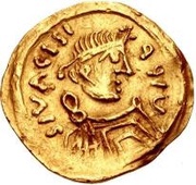 1 Tremissis In the name of Maurice Tiberius; Messy bust obverse image