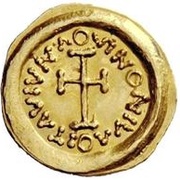 1 Tremissis In the name of Maurice Tiberius; Clean bust with lined body, Lombard Kingdom, 620-700 reverse image