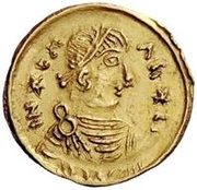 1 Tremissis In the name of Heraclius; Realistic bust; regular head with stars obverse image