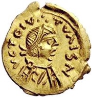 1 Tremissis In the name of Constans II; Short cross obverse image