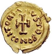 1 Tremissis In the name of Constans II; Short cross reverse image
