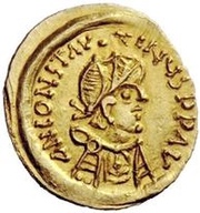 1 Tremissis In the name of Constans II; Long cross obverse image