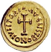 1 Tremissis In the name of Constans II; Long cross, Lombard Kingdom, 641-700 reverse image