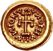 1 Tremissis Torso with ten sections; with R, Lombard Kingdom, 672-700 reverse image