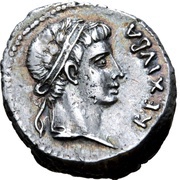 Denarius - Juba II Caesarea; eagle with wreath obverse image