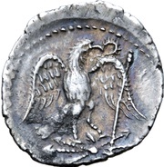 Denarius - Juba II Caesarea; eagle with wreath reverse image