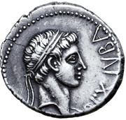 Denarius - Juba II and Cleopatra Selene Caesarea obverse image