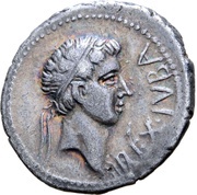 Denarius - Juba II and Cleopatra Selene Caesarea obverse image