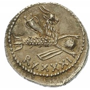 Denarius - Juba II Lion headdress; Capricorn reverse image