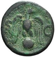 42 Nummi Countermark; As of Vespasian, 69-79, Ostrogothic Kingdom, 501-553 reverse image