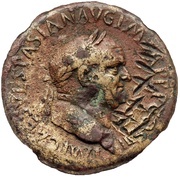 83 Nummi Countermark; Sestertius of Vespasian, 69-79 obverse image