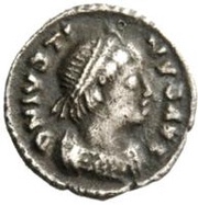 ¼ Siliqua - Theoderic / In the name of Justin I, 518-526 Ravenna obverse image