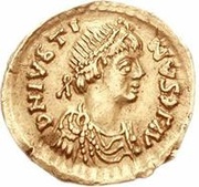 1 Tremissis - Anonymous / In the name of Justin I, 518-527 Rome obverse image