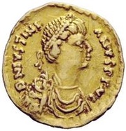 1 Tremissis - Witigis / In the name of Justinian I, 527-565 Ravenna obverse image