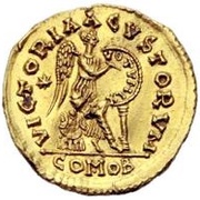 1 Semissis In the name of Anastasius I; Rome reverse image