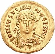 1 Solidus - Athalaric / In the name of Justin I, 518-527 Star to the left obverse image