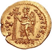 1 Solidus - Anonymous / In the name of Justinian I, 527-565 Star to the left, Ostrogothic Kingdom, 527-539 reverse image