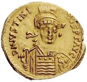 1 Solidus - Witigis / In the name of Justinian I, 527-565 Ravenna obverse image