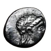 Diobol - Hecatomnus Caria satrapy - "Ἑκατόμνος" obverse image