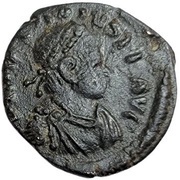 Follis - Arcadius VICTORIA AVG; Thessalonica obverse image