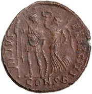 Follis - Arcadius VIRTVS EXERCITI; Constantinopolis, Rome, 395-401 reverse image