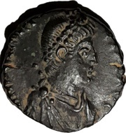 Follis - Arcadius VIRTVS EXERCITI; Antioch obverse image
