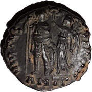 Follis - Arcadius VIRTVS EXERCITI; Antioch, Rome, 395-401 reverse image