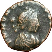 Follis - Honorius GLORIA ROMANORVM, issued under Arcadius, Cyzicus obverse image
