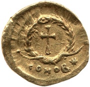 Tremissis - Aelia Eudocia Cross within wreath; Constantinopolis reverse image
