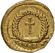 Tremissis - Aelia Pulcheria Cross within wreath; Constantinopolis reverse image