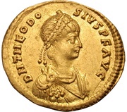 Semissis - Theodosius II VICTORIA AVG; Constantinopolis obverse image