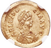 Semissis - Aelia Eudocia Christogram within wreath; Constantinopolis obverse image