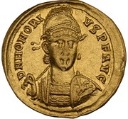 Solidus - Honorius CONCORDIA AVGG; Constantinopolis obverse image