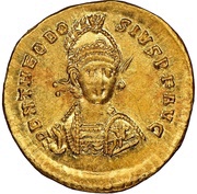 Solidus - Theodosius II CONCORDIA AVGG; Constantinopolis obverse image