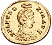 Solidus - Aelia Eudoxia SALVS REI PVBLICAE; Constantinopolis obverse image