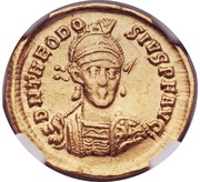 Solidus - Theodosius II CONCORDIA AVGGG; Constantinopolis obverse image