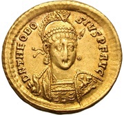 Solidus - Theodosius II CONCORDIA AVGGG; Constantinopolis obverse image