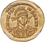 Solidus - Honorius CONCORDIA AVGGG; Thessalonica obverse image