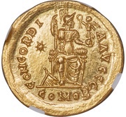 Solidus - Honorius CONCORDIA AVGGG; Thessalonica, Rome, 403-408 reverse image