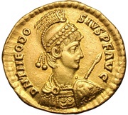 Solidus - Theodosius II GLORIA REI PVBLICAE; Constantinopolis obverse image